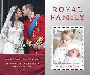 Montserrat 2016 - Royal Family 5th Anniversary of the Duke & Duchess S/S - MNH