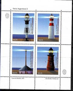 #80010  ARGENTINA 1997 LIGHTHOUSES II MINISHEET YV 1967-70 MI 2351-4 MNH