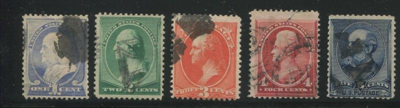 1887-1888 US Stamps #212-216 Used F/VF Canceled Set Catalogue Value $96