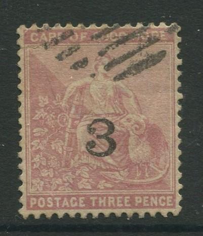 Cape of Good Hope -Scott 32 -Hope & Symbols -1880 -Used -Single 3p Stamps