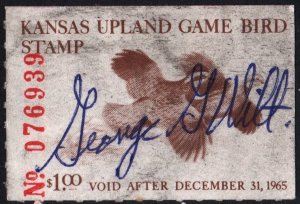 Kansas Wooten #5 Upland Game Bird Stamp (1965) Signed