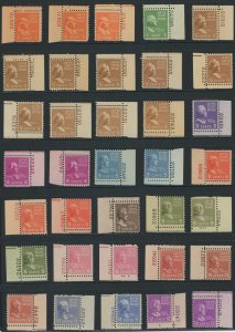 USA 55 x Diff Mint Prexie Plate # Singles