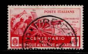 Italy Scott 337 Used Artillery  Stamp from  1935 Medal of Valor set