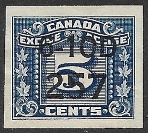 CANADA REVENUES 1934-48 5c EXCISE TAX VDM. FX99 Precancel Used