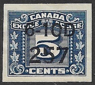 CANADA REVENUES 1934-48 5c EXCISE TAX VDM. FX99 Precancel Used