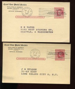 Canal Zone UX11 UPSS S19p & S19pa Matched Pair of Used O.B. Postal Cards LV4627