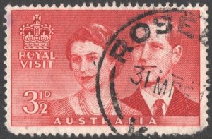 Australia SC#267 3½d Royal Visit Single (1954) Used/Fault