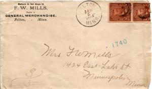 United States Minnesota Felton 1895 target  5c Grant First Bureau (2)  Regist...