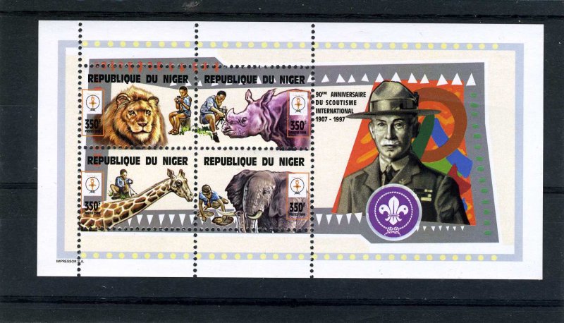 Niger 1998 African Animals SCOUTS Anniversary Sheet Perforated Mint (NH)