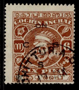 INDIAN STATES - Cochin GVI SG O55a, 6d red-brown, USED.