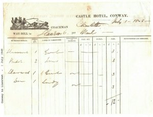 GB WALES MAIL-COACH *WAY BILL* Conway Castle Hotel Llanrwst 1848 {samwells}EP360