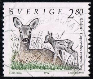 Sweden #1921 Roe Deer and Fawn; Used (0.25)