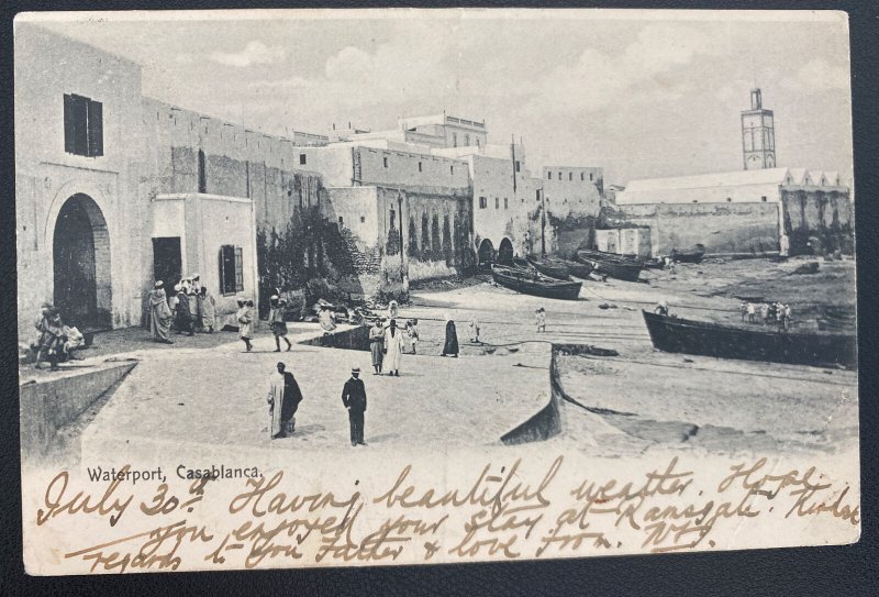 1904 British Post Office Morocco RPPC Postcard Cover To London England Waterport