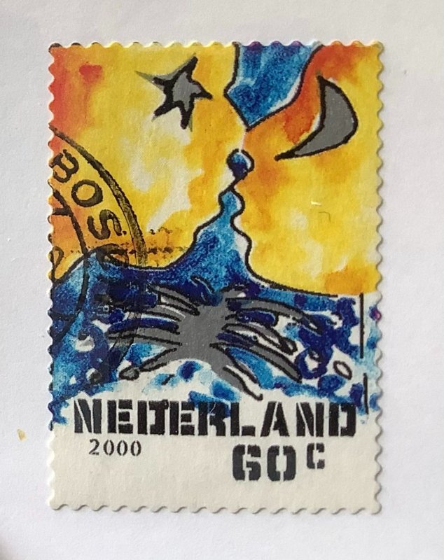 Netherlands 2000 Scott 1063h used - 60c, December stamp, kissing couple