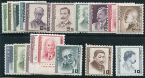 Japan #480-497, 1949-52 Famous Men, complete set, never hinged