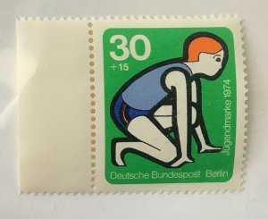 Germany Berlin 1974 Scott 9NB107 MNH - 30+15pf, Youth Work, Boy Athlete