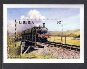 LIBERIA #1089 1988 LOCOMOTIVES, TRAINS MINT VF NH O.G S/S