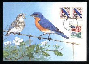 US 2478 3c Eastern Bluebird - Flora & Fauna UA Unicover Maximum card