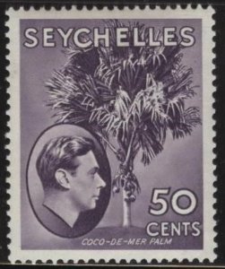 Seychelles 141 (mvlh) 50c coco-de-mer palm, dull vio (1941)