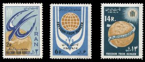 Iran #1240-1242 Cat$9, 1963 Freedom From Hunger, set of three, never hinged