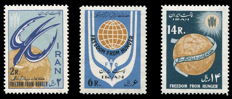 Iran #1240-1242 Cat$9, 1963 Freedom From Hunger, set of three, never hinged