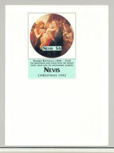 Nevis #759 Christmas Art 1v S/S Imperf Proof on Card