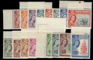 NORTH BORNEO QEII SG391-406, 1961 complete set, NH MINT. Cat £180.