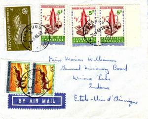 Ruanda Urundi 50c Impalas (2), 5F National University of Rwanda (3), and 2F O...