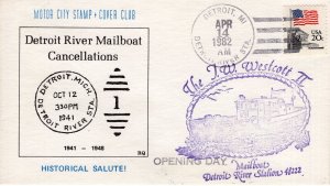 THE J W WESTCOTT II MAILBOAT - DETROIT, MI  1982   FDC17652