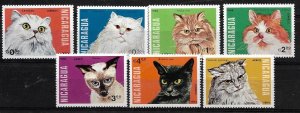 NICARAGUA 1984 CATS DOMESTIC FAUNA SET OF 7 VALUES MINT NH