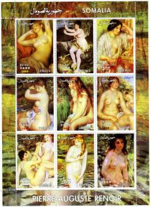 Somalia 1999 RENOIR NUDES Paintings Sheet Perforated Mint (NH)