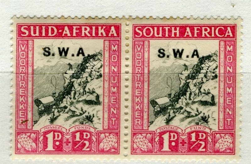 SOUTH WEST AFRICA; 1930s early Voortrekker issue Mint hinged 1d. pair