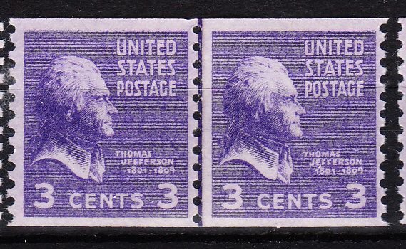 MOstamps - US Scott #842 Mint OG NH Coil Line Pair - Lot # HS-F349