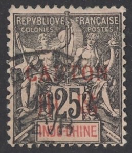 France-Offices in China Canton Sc# 8 Used 1901 25c Overprint