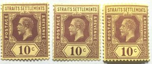 Malaya Straits Settlements KGV 1912-16 10c Varieties MCCA Mint SG#202 M3108