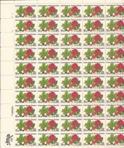 US Stamp - 1982 Int'l Peace Garden - 50 Stamp Sheet -   #2014