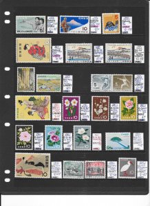 JAPAN S/SHEET WITH SELECTION OF 1956-1961 STAMPS MINT/USED PTSA £33+ (p)