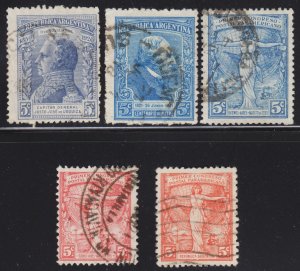 Argentina Scott 283, 285, 287, 290-91 F to VF used.