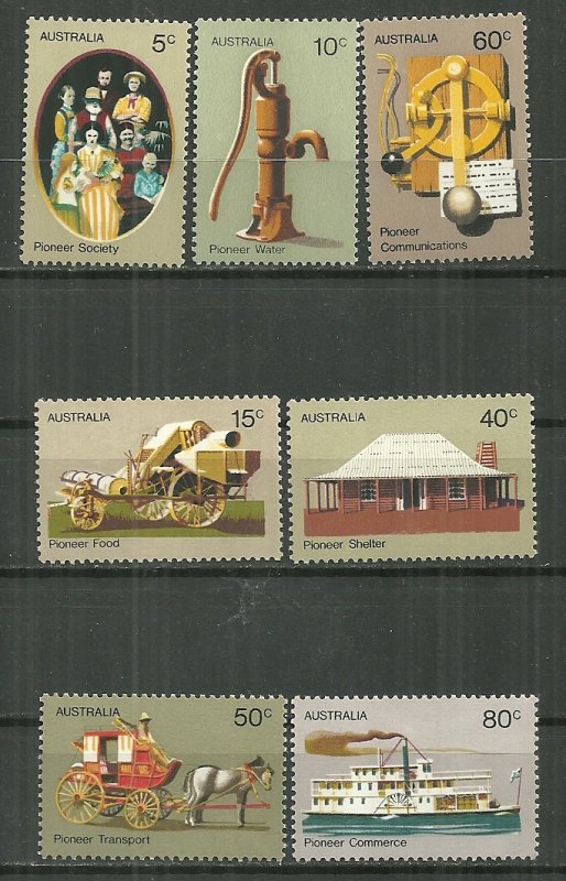 1972 Australia 532-8 Pioneer Life C/S of 7 MNH