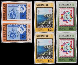 Gibraltar 390-392 Amphilex vert pair set 3x2 MNH 1977