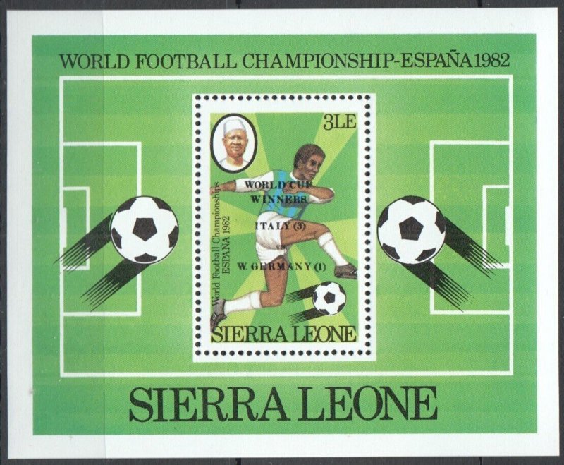 A0994 1982 Sierra Leone Football Wolrd Cup Spain !!! Overprint Bl Mnh
