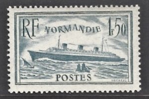 France 300a S.S. Normandie VF NH pale blue. 2021 Scott Catalog $145.00