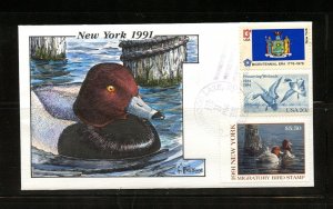 U.S. #NE7 (U854) Milford Hand Painted New York 1991 Hunting Permit stamp cover