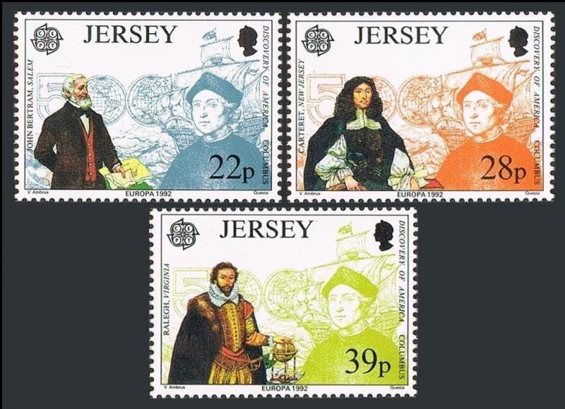 Jersey 593-595, Mnh.michel 574-576. Europe CEPT-1992, Columbus-500