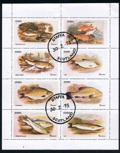 Staffa: CTO (Used) Miniature Sheet of 8 Fish