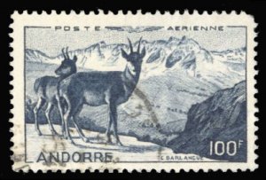 Andorra (French) #C1 Cat$60, 1950 100fr Air Post, used