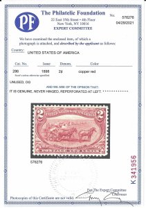 286 MNH PF Cert reperf left