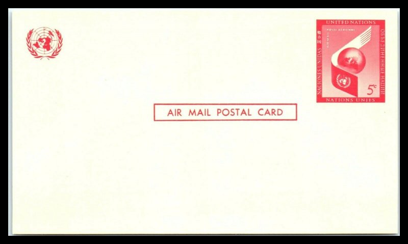 1959 UNITED NATIONS Air Mail Postal Card - New York, UN 5 cent T10 