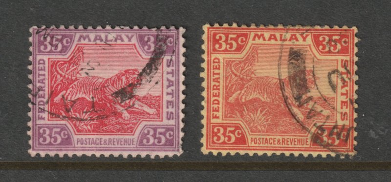 Federated Malay States x 2 used 35c from 1922 set