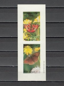 Eynhallow, 1981 issue. Butterflies IMPERF sheet of 2.